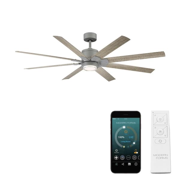 Renegade 52 in. LED Indoor/Outdoor Graphite Weathered Wood 8-Blade Smart Ceiling Fan with Light Kit and Remote Control