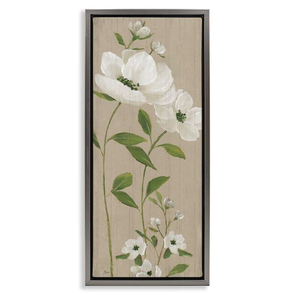Stupell Industries Curved Poppy Blossoms by Nan Gray Floater Frame Nature Graphic Art Print 25 in. x 11 in.