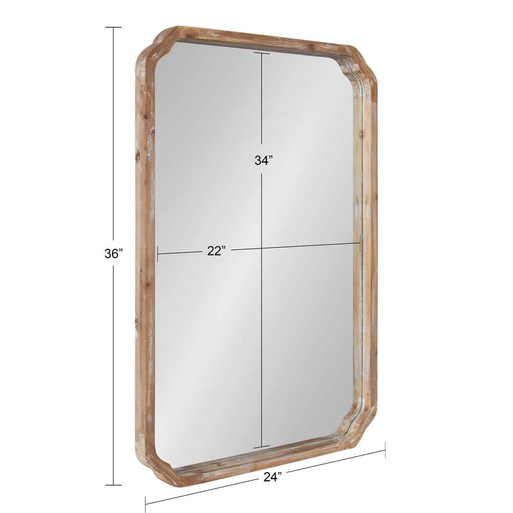 Rustic Brown Rectangular Wood Wall Mirror with Scalloped Corners