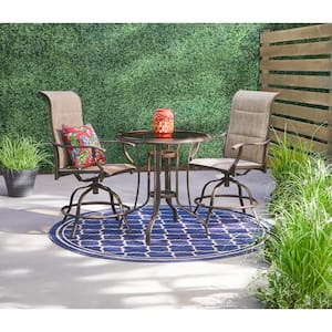 Riverbrook Espresso Brown Round Steel Outdoor High Dining Bistro Table
