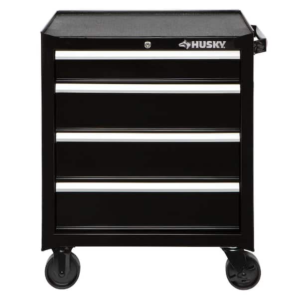 26.5 in. W x 18 in. D Standard Duty 4-Drawer Rolling Tool Cabinet in Gloss Black