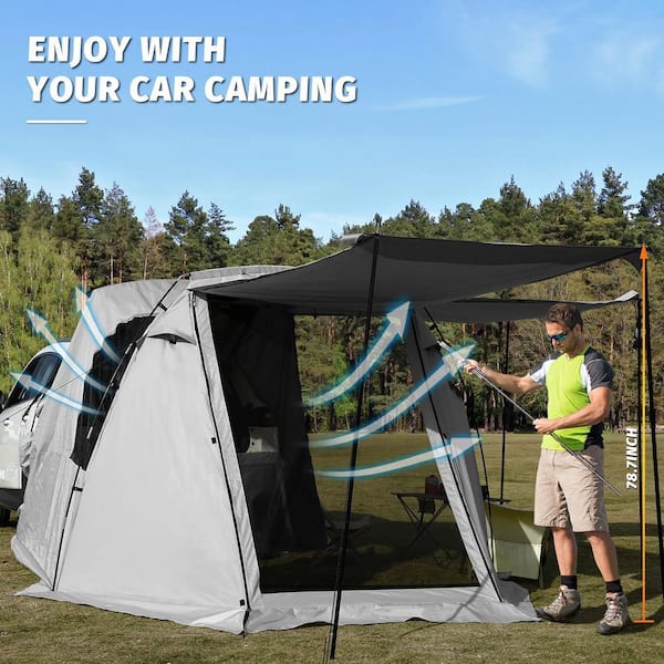 Zeus & Ruta 9 ft. x 11 ft. Gray SUV Car Tent, Tailgate Shade