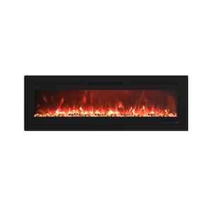 60 in. Built-in and Wall Mounted Electric Fireplace in Black