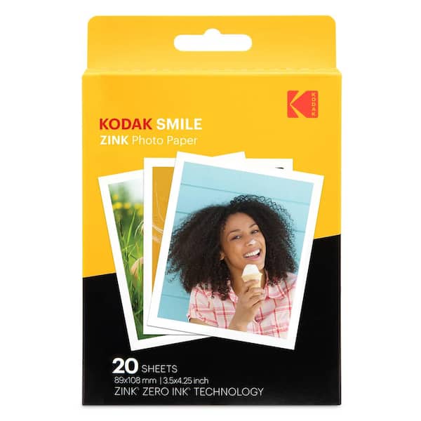 Kodak 3.5 in. x 4.25 in. Premium Zink Print Photo Paper Compatible with Smile Classic Instant Camera (20-Sheets)