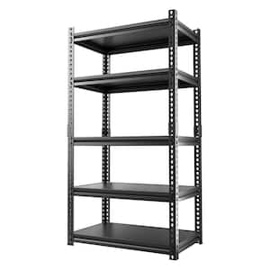 5-Tier Metal Garage Storage Shelving in Black, 47 in. W x 17 in. D x 72 in. H 2500 lbs. Outdoor Storage Cabinet Shelves