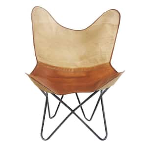 Dual Tone Canvas Leather Cream / Brown Butterfly Chair