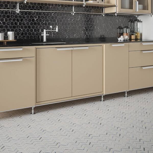 Jeffrey Court Jetwing White/Grey 10.75 in. x 11.875 in