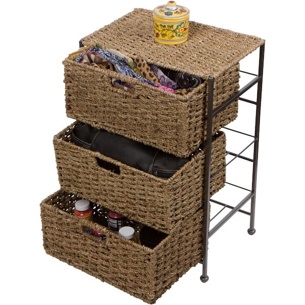 Seagrasetal, 3 Drawer Storage Chest With Baskets