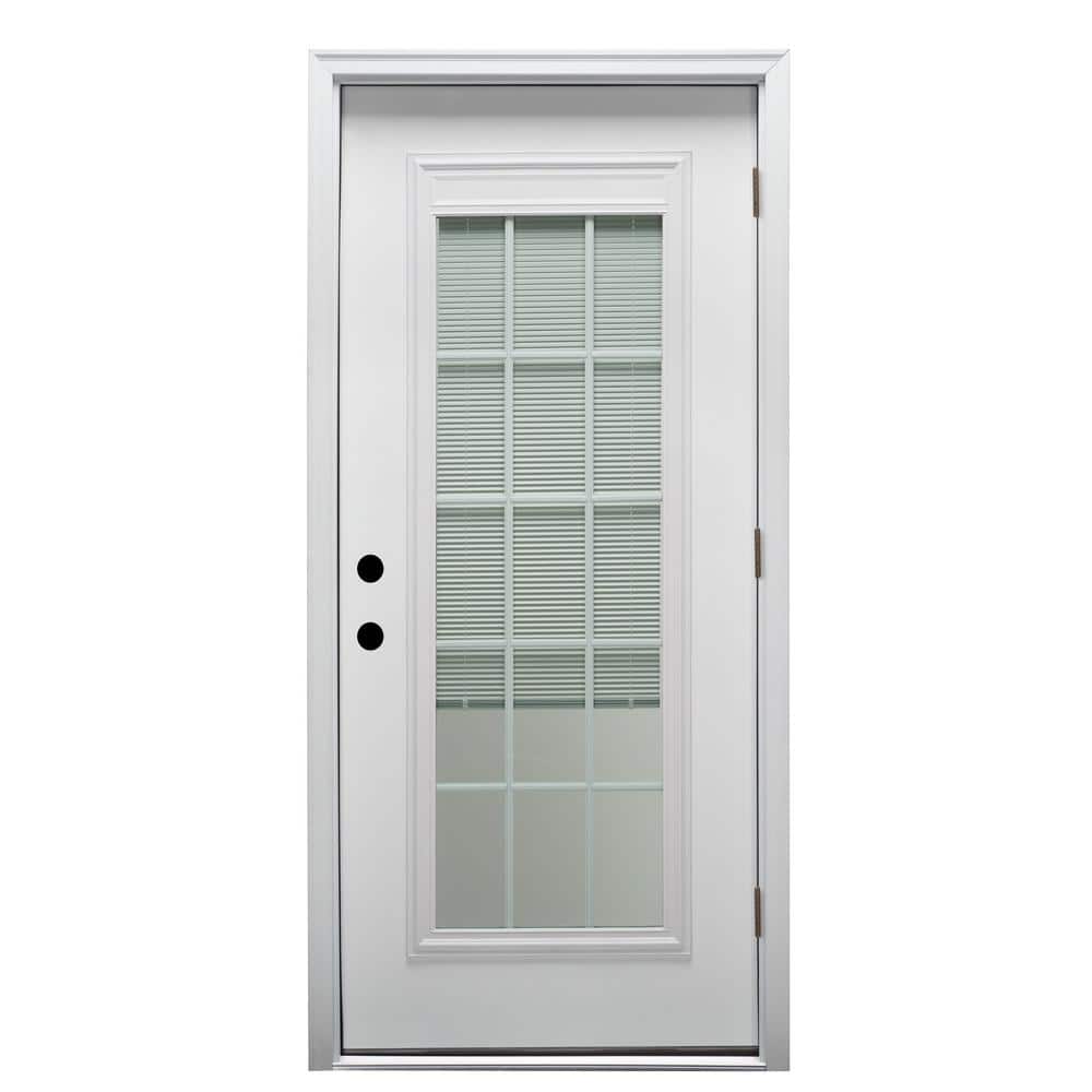 36 in. x 80 in. Internal Blinds/Grilles Left-Hand Outswing Full Lite Clear Primed Fiberglass Smooth Prehung Front Door price history on PriceWatchPro