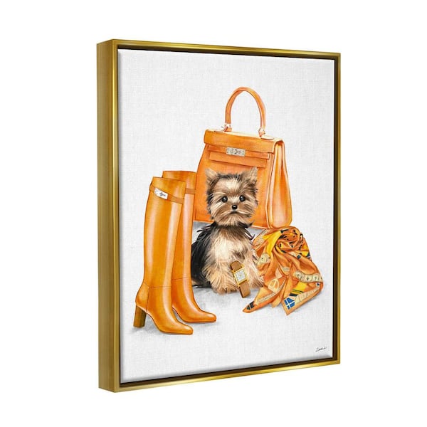 The Stupell Home Decor Collection Orange Yorkie Puppy Dog Fashion Purse  Accessories by Ziwei Li Floater Frame Animal Wall Art Print 21 in. x 17 in.  am-104_ffg_16x20 - The Home Depot