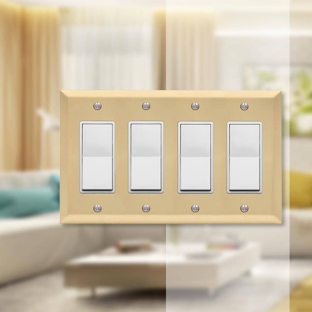Satin Brass Quad Rocker Steel Wall Plate