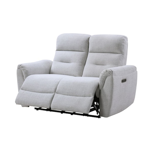 Serene 57 in. Chenille 2-Seater with Power Switch and USB Port Loveseat in Beige