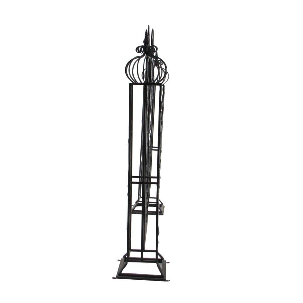 Matte Black Metal Scrollwork Arched Garden Gate Arbor
