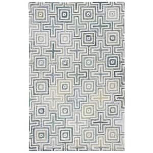 Marquee Ivory/Blue 6 ft. x 9 ft. Geometric Area Rug