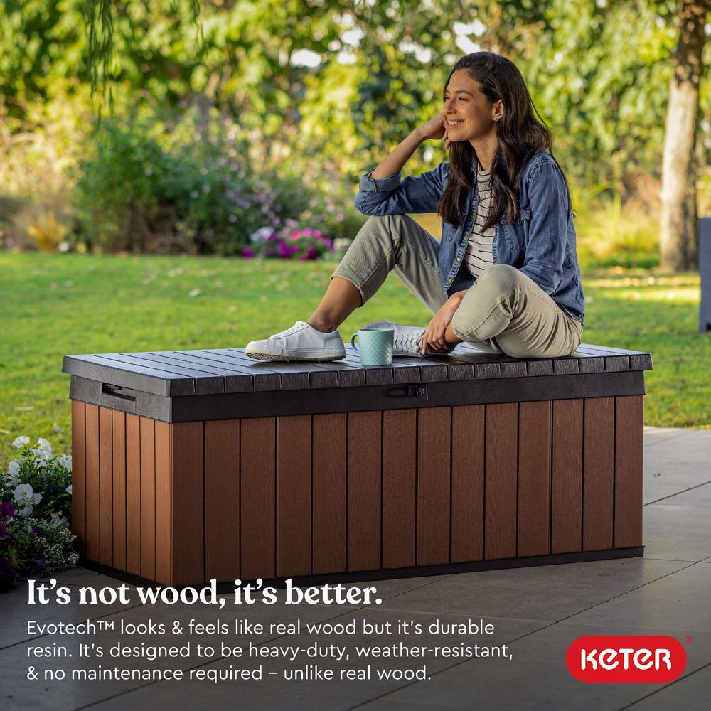 Darwin 100 Gallon Brown and Black Lockable Resin Deck Box