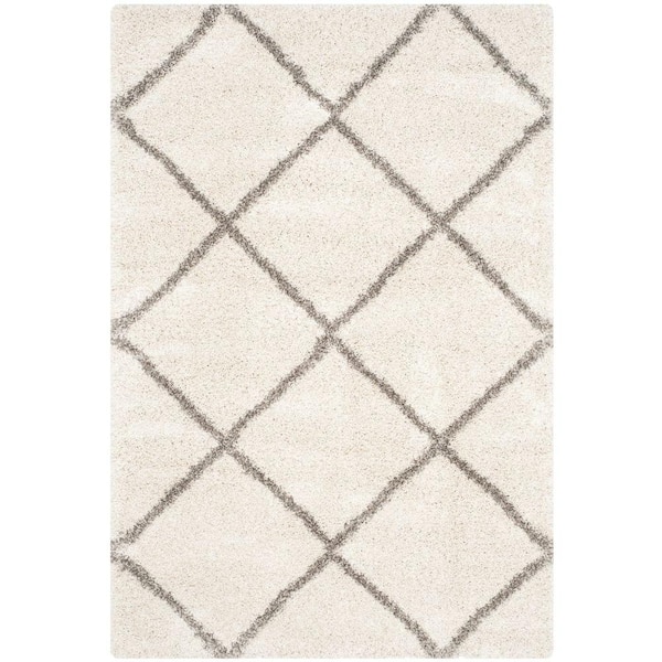 SAFAVIEH Hudson Shag Ivory/Gray 5 ft. x 8 ft. Geometric Diamonds Area Rug