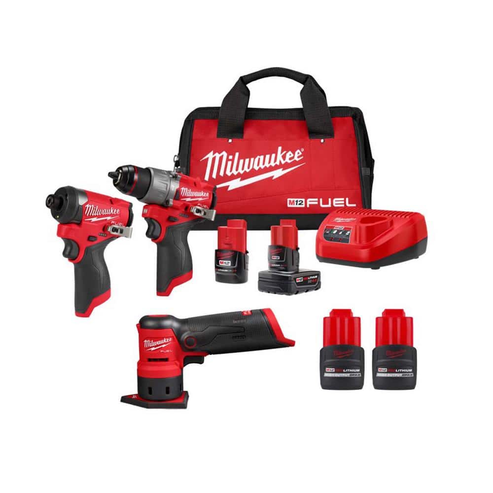 Milwaukee M12 FUEL 12-Volt Cordless 2-Tool Combo Kit with M12 FUEL Orbital  Detail Sander and (2) M12 HO 2.5 Ah Batteries 3497-22-2531-20-48-11-2425-48-11-2425  The Home Depot