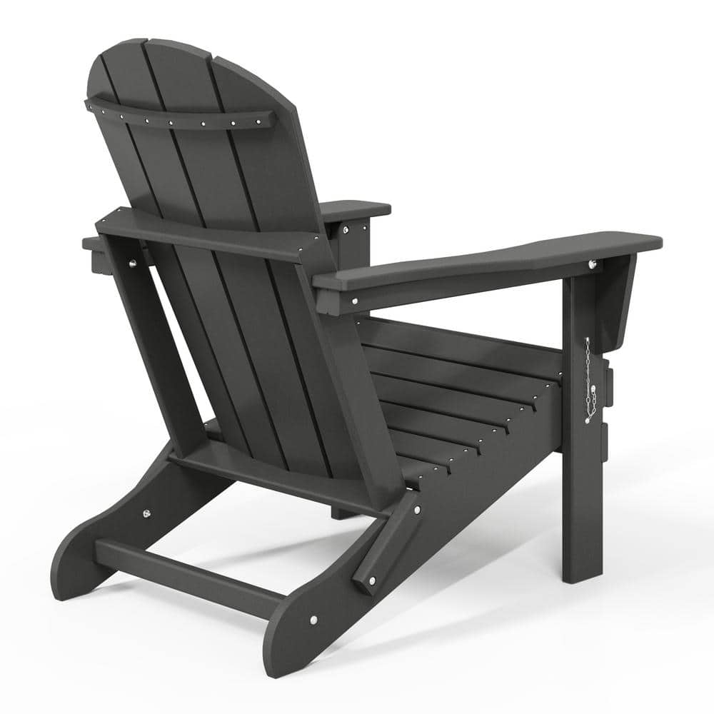 Laguna Fade Resistant Outdoor Patio HDPE Poly Plastic Classic Folding Adirondack Lawn Chair in Gray