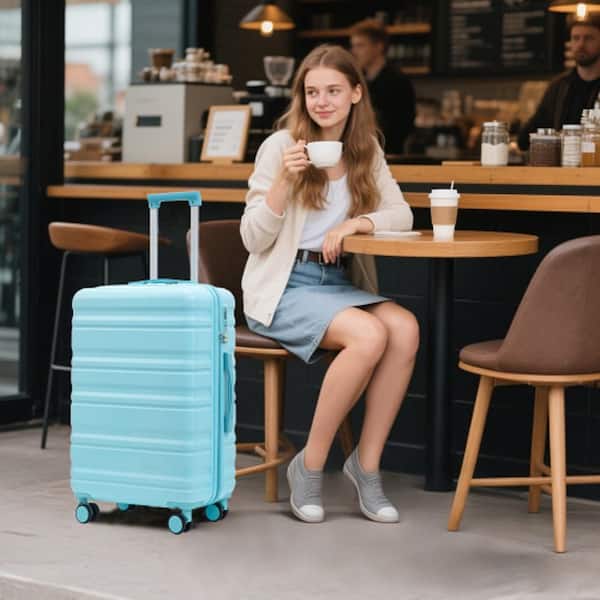 Tatahance 3-Piece Blue ABS Hardside Spinner Luggage Set with TSA