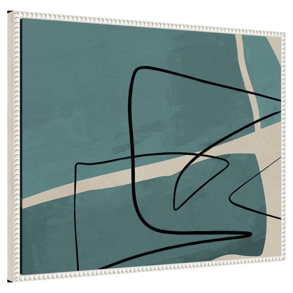 Teal and Black Abstract Beaded Framed Canvas Wall Art