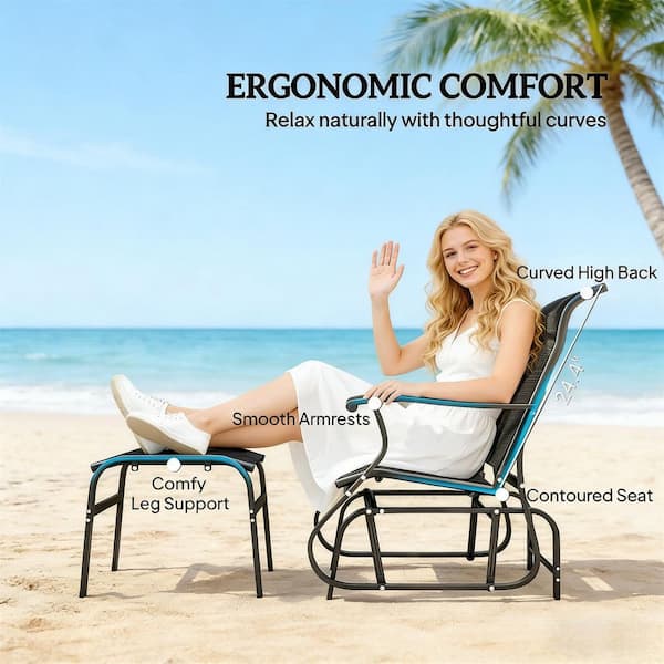 Sale L１　２脚セット　グローリープラン　アルダーソリッドチェア　北欧 Metal Outdoor High Back Glider Chair Set with Multi-functional