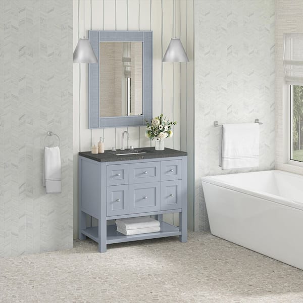 James Martin Vanities Breckenridge 36.0 in. W x 23.5 in. D x 34.25 in. H Single Bath Vanity in Serenity Blue with Quartz Parisien Bleu Top
