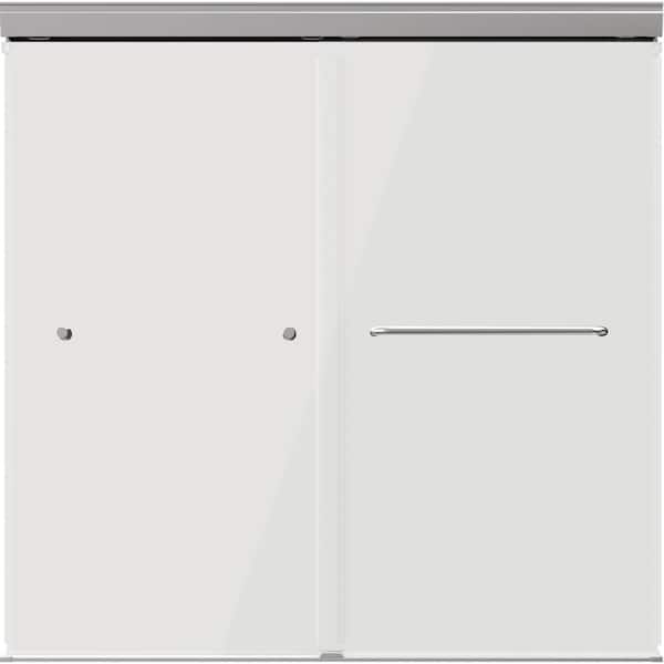 Portwood 60 in. W x 58 in. H Semi-Frameless Sliding Shower/Bathtub Door in Chrome in 6 mm Clear Glass