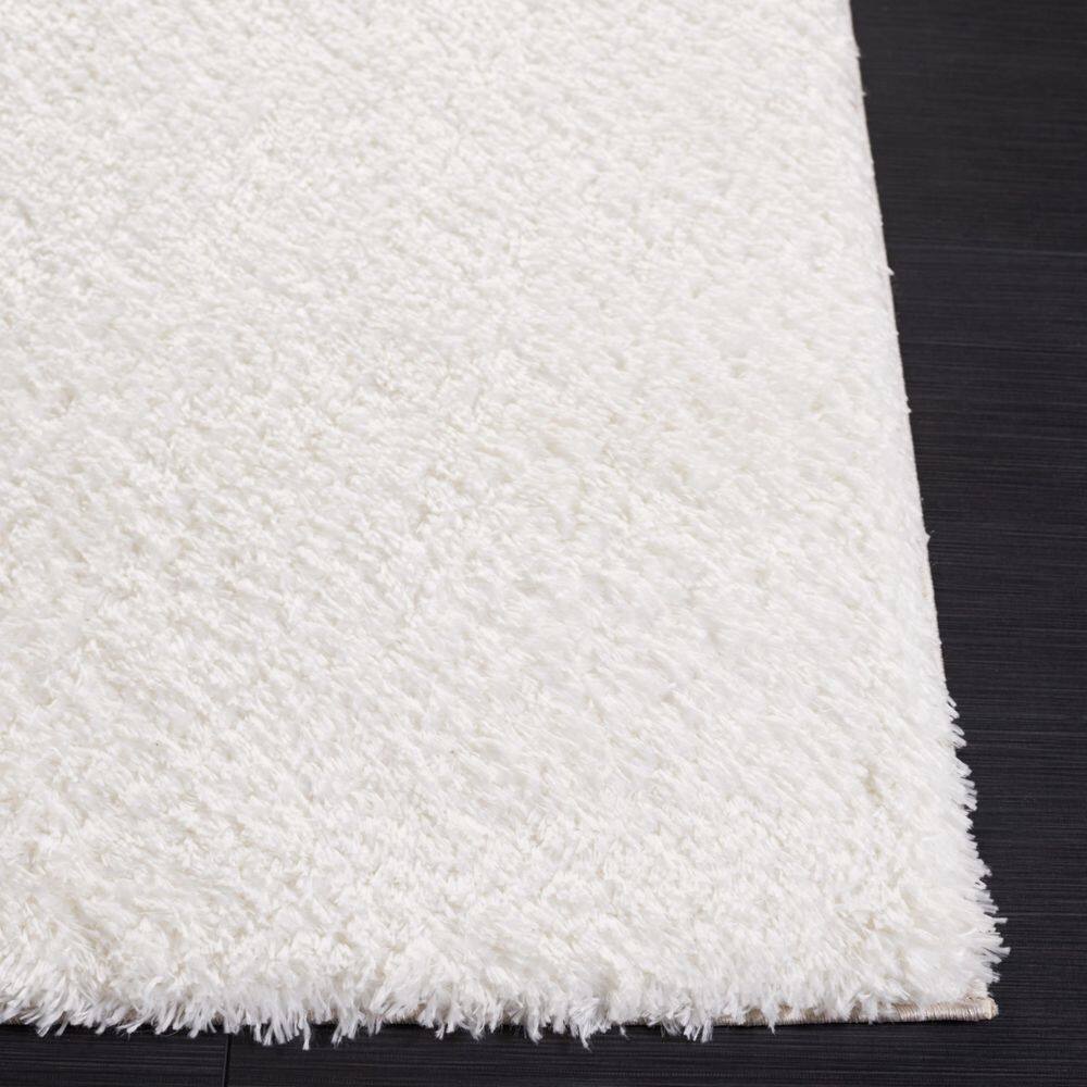August 3' x 5' White Synthetic Shag Area Rug