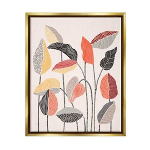 Modern Stripes Squiggle Pattern Flower Botanical by Ioana Horvat Floater Frame Nature Wall Art Print 21 in. x 17 in.