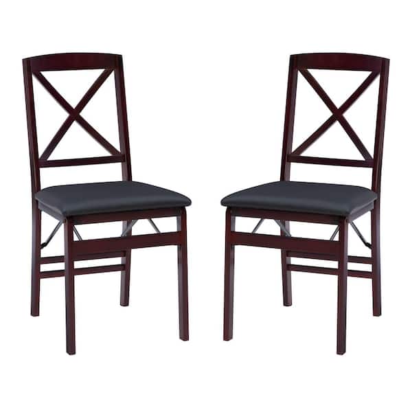 Treina Merlot Faux Leather X Back Folding Dining Side Chair Set of 2