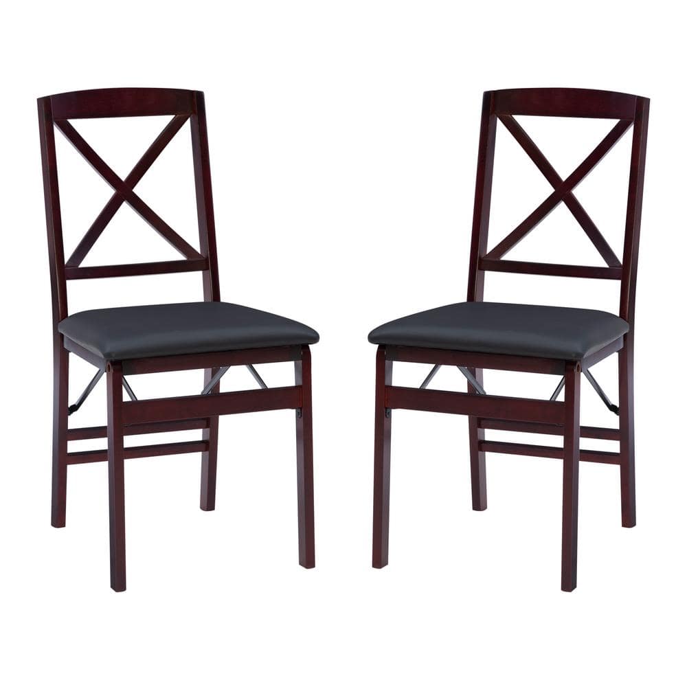 Brown Faux Leather High Cross Back Side Chair Set