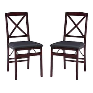 Treina Merlot Faux Leather X Back Folding Dining Side Chair Set of 2