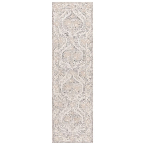 Blossom 2 ft. x 8 ft. Gray/Ivory Geometric Abstract Runner Rug