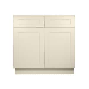 Newport Sink Base Antique White 2 False Drawers - Shaker Style Stock Sink Base 2-Door 36 in. W x 24 in. D x 34.5 in. H