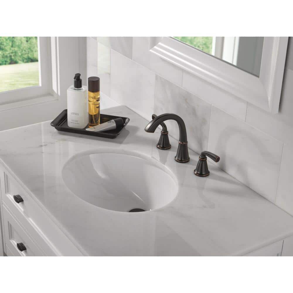 Delta Geist Matte Black Widespread Bathroom Faucet with Ceramic Disc Valve