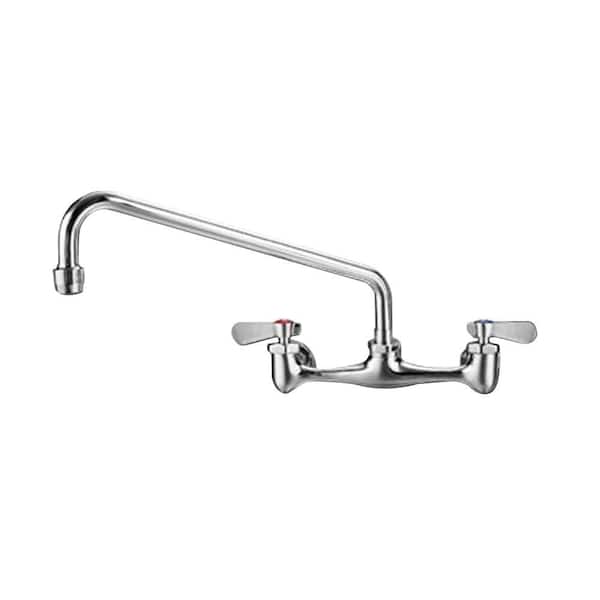 Whitehaus Collection 8 in. Widespread 2-Handle Wall Mount Utility Faucet in Polished Chrome