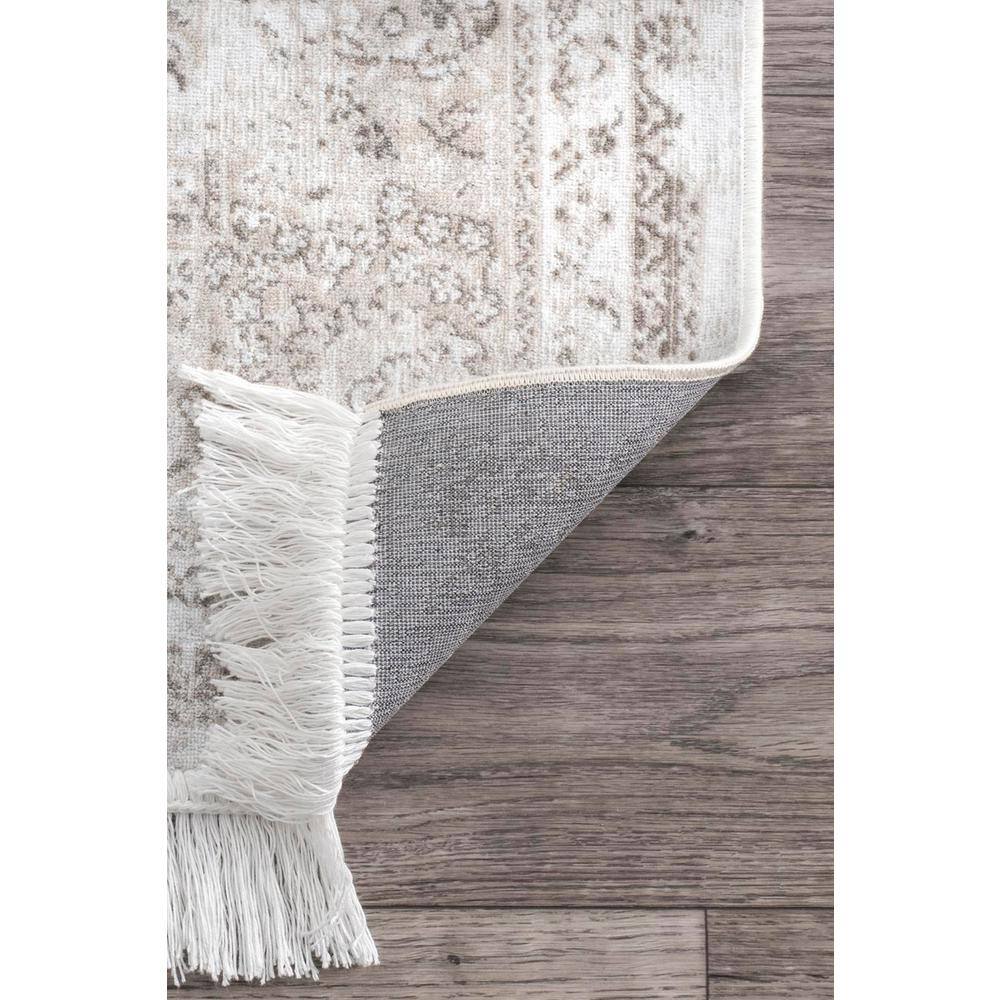 Cantrell Ivory and Beige Wool Viscose 10' x 14' Medallion Area Rug