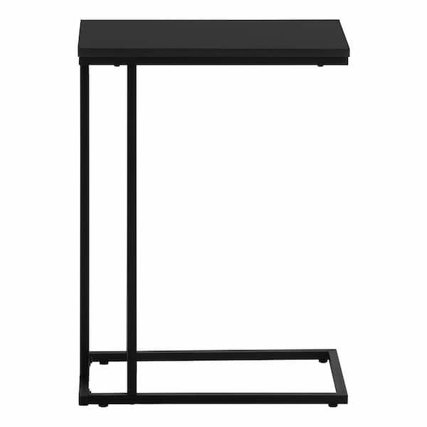 25 in. Black Laminate Accent Table C Shaped End Table with Black Metal ...