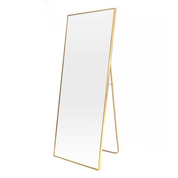 Unbranded 32 in. W x 71 in. H Rectangular Gold Metal Full Length Floor Mirror