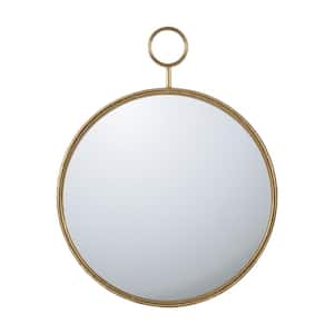 26.40 in. W x 32.30 in. H Medium Round Metal Framed Wall Bathroom Vanity Mirror in Gold