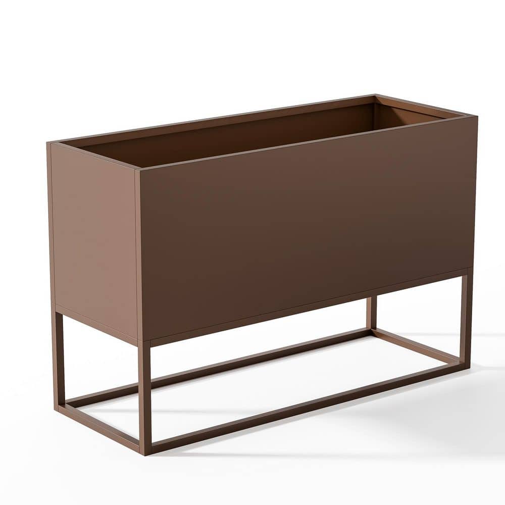 47 x 18 x 19 in. Large Metal Rectangular Planter, Shelves, Drainage Holes E