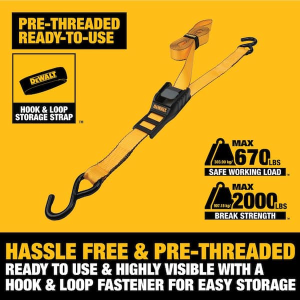 DEWALT Cam-Buckle Straps Tie-Downs, 2-Pack-1.25 Inch x 14 Feet