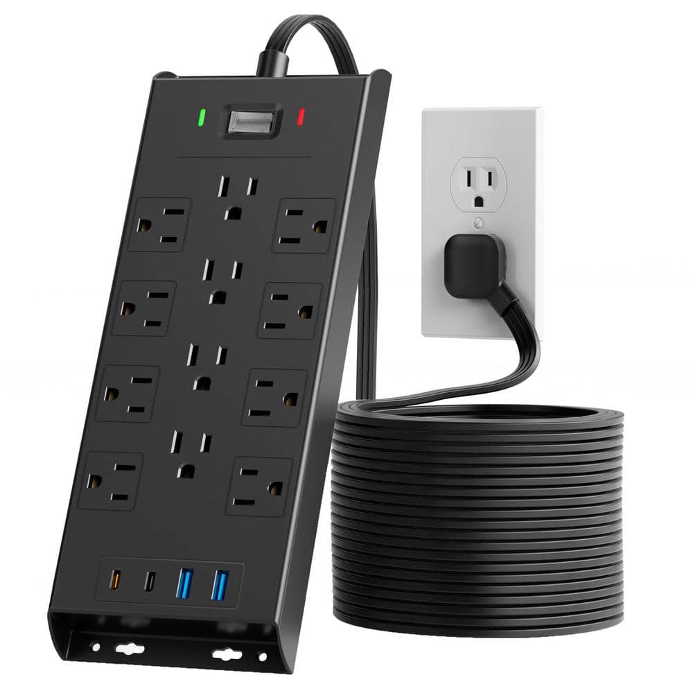 5 ft. Power Strip 12-Outlet AC 4800 Joules Surge Protector Wall Mountable E