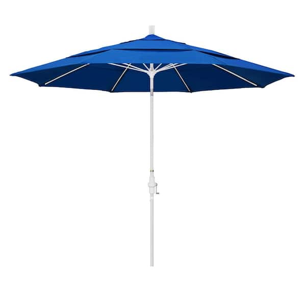 California Umbrella 11 ft. Fiberglass Collar Tilt Double Vented Patio Umbrella in Pacific Blue Olefin