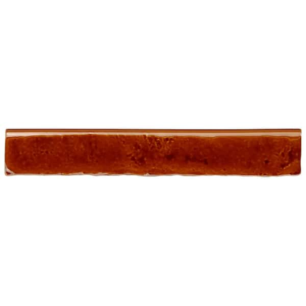 Ivy Hill Tile Virtuo Honey Brown 1.45 in. x 9.21 in. Polished Crackled Ceramic Bullnose Tile Trim