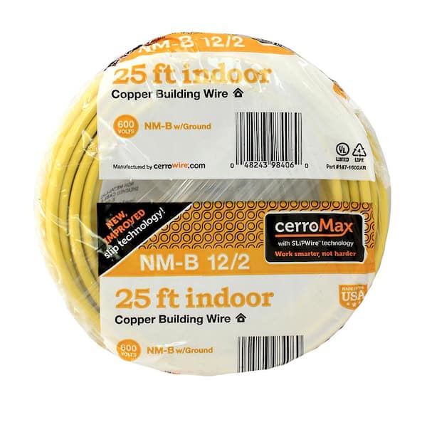 Cerrowire 25 ft. 12 Gauge Black Solid Copper THHN Wire 112-1601A - The Home  Depot