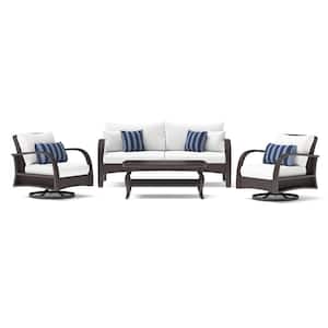 Barcelo 4-Piece Wicker Motion Patio Seating Set With Sunbrella Centered Ink Cushions
