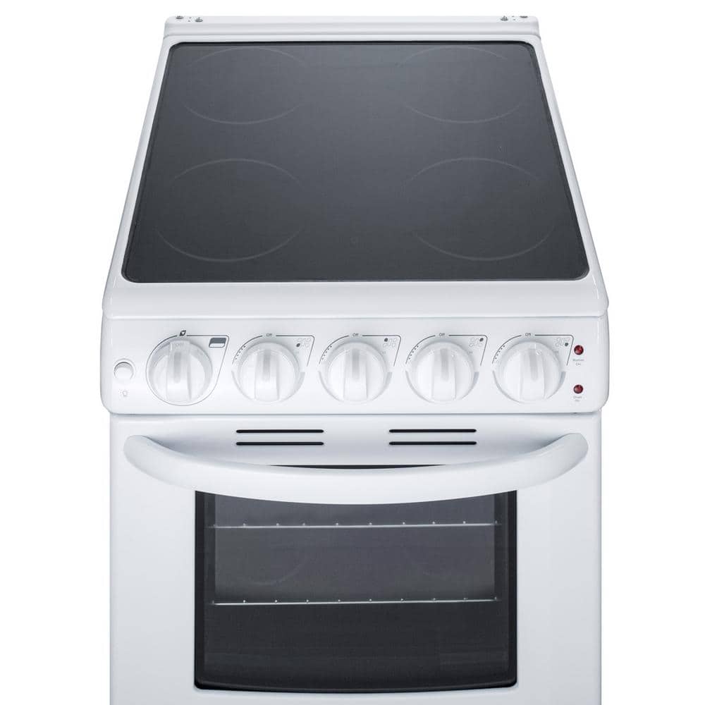 Summit 20" White Electric Built-In Range with 4 Burners