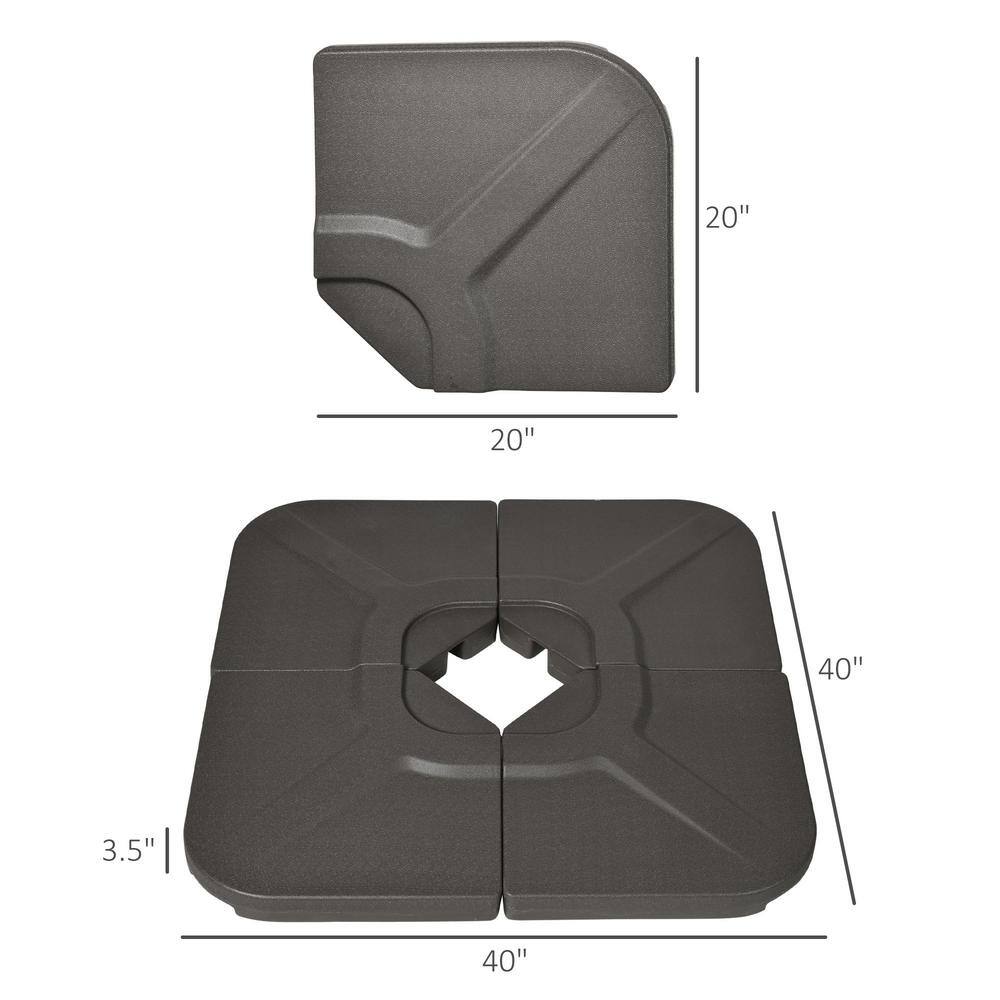 Brown HDPE 4-Piece Cantilever Patio Umbrella Base Weights