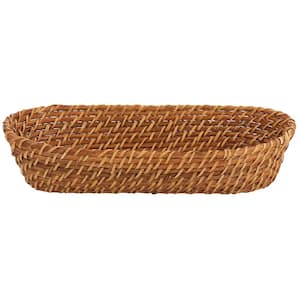 Rattan Woven 12.5in x 6in Oval Bread Basket in Brown